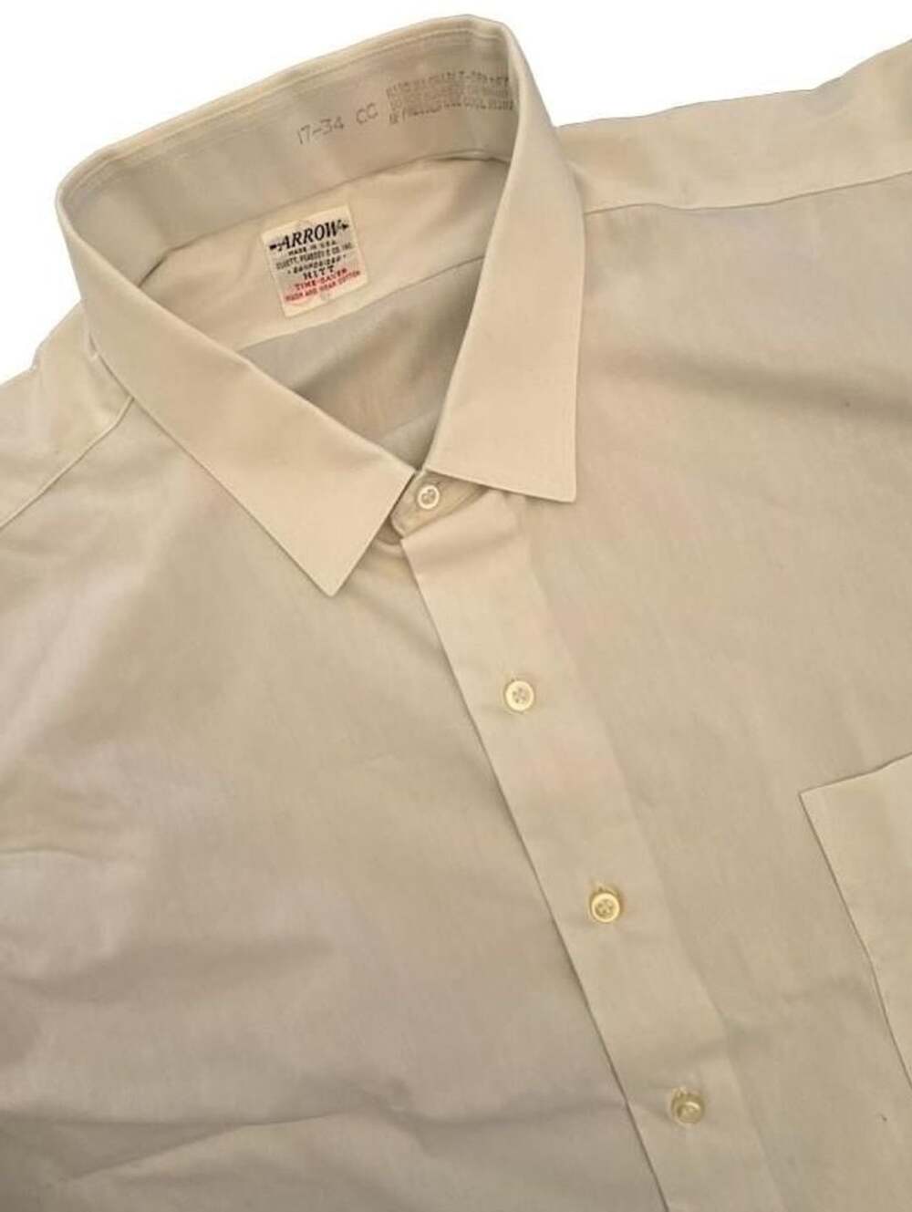 Vintage Arrow Hitt Time-Saver White Long Sleeve Dress Shirt 17-34 NWOT
L